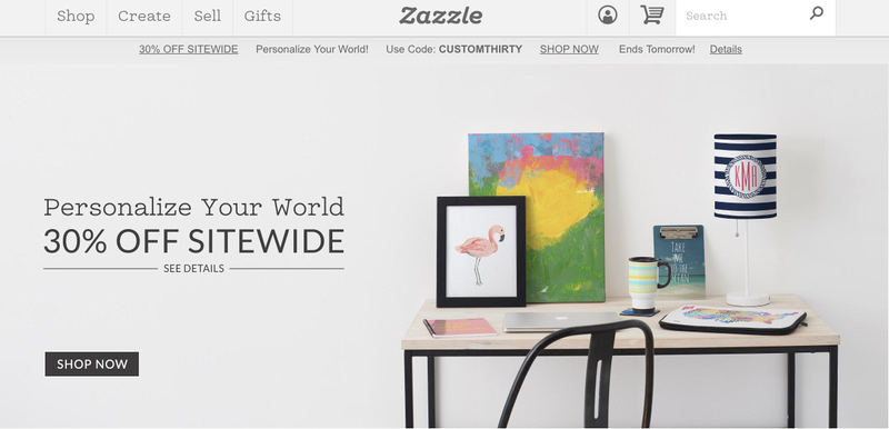 Zazzle, 30% off sitewide with code CUSTOMTHIRTY